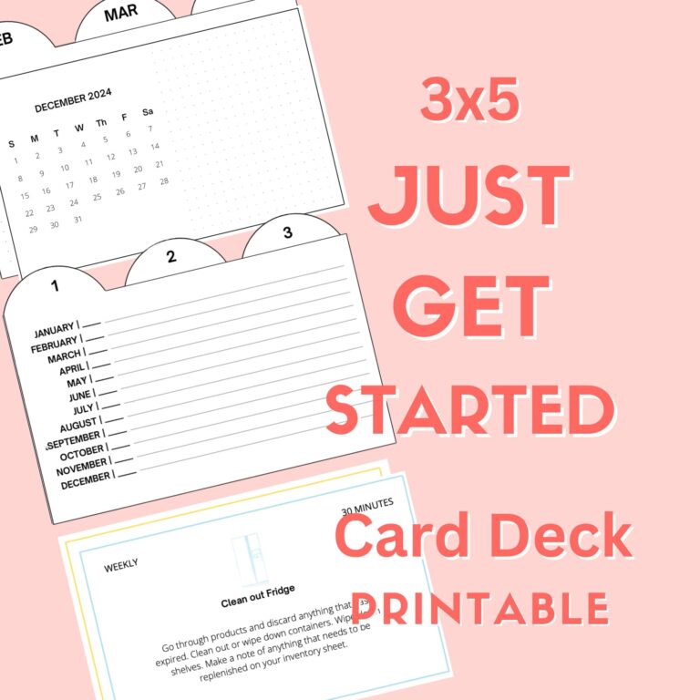 3x5 Just Get Started Card Deck Index Card Planner Home Management System Cleaning Schedule Etsy