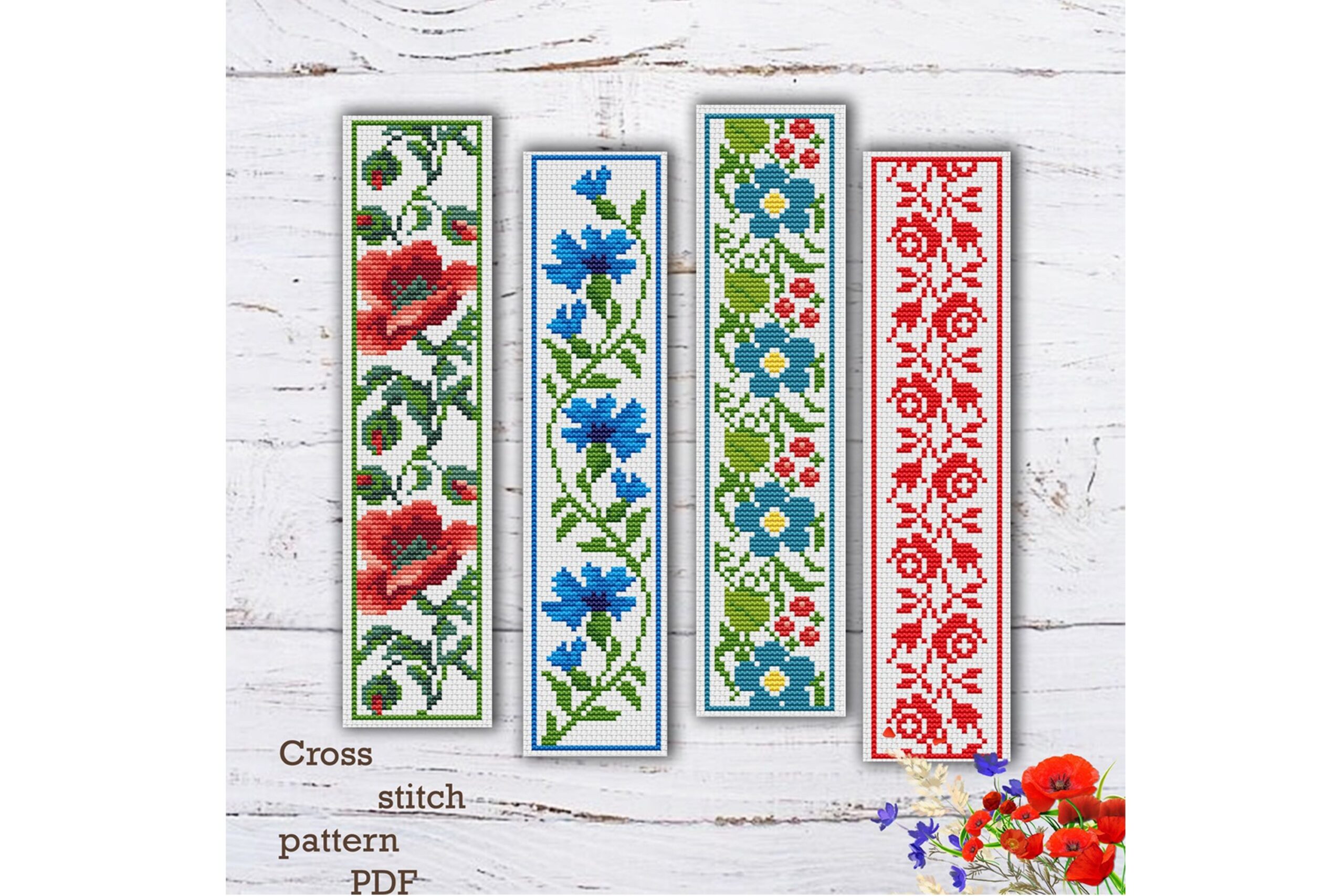 4 Bookmark Cross Stitch Pattern Instant Download