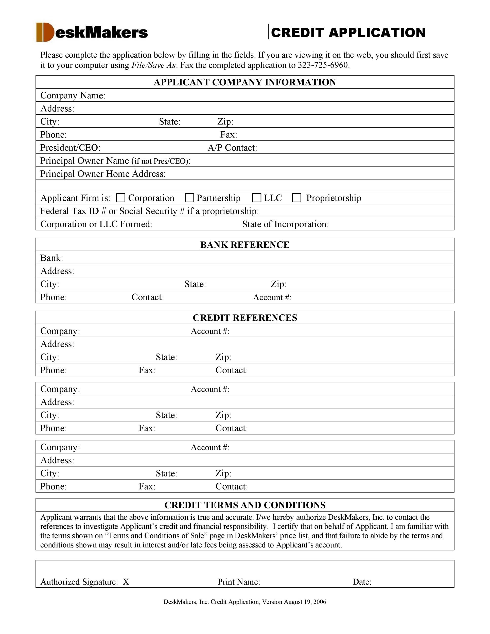 40 Free Credit Application Form Templates U0026 Samples
