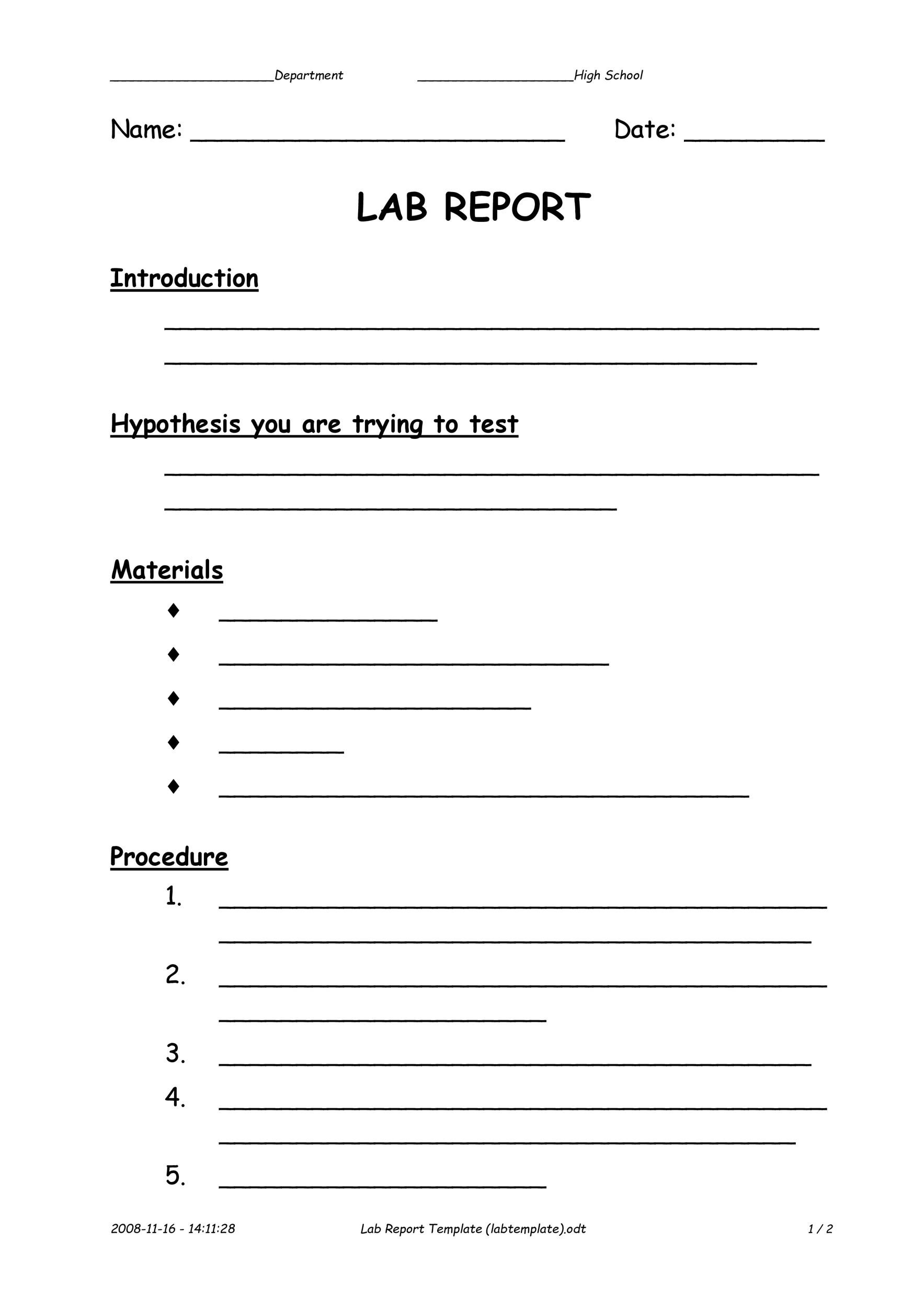 40 Lab Report Templates U0026 Format Examples TemplateLab