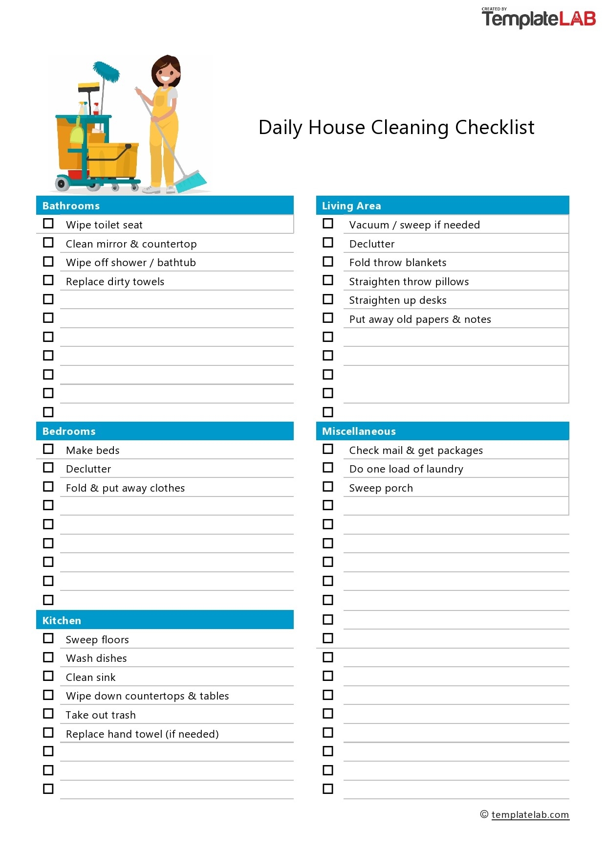 free printable janitorial checklist template