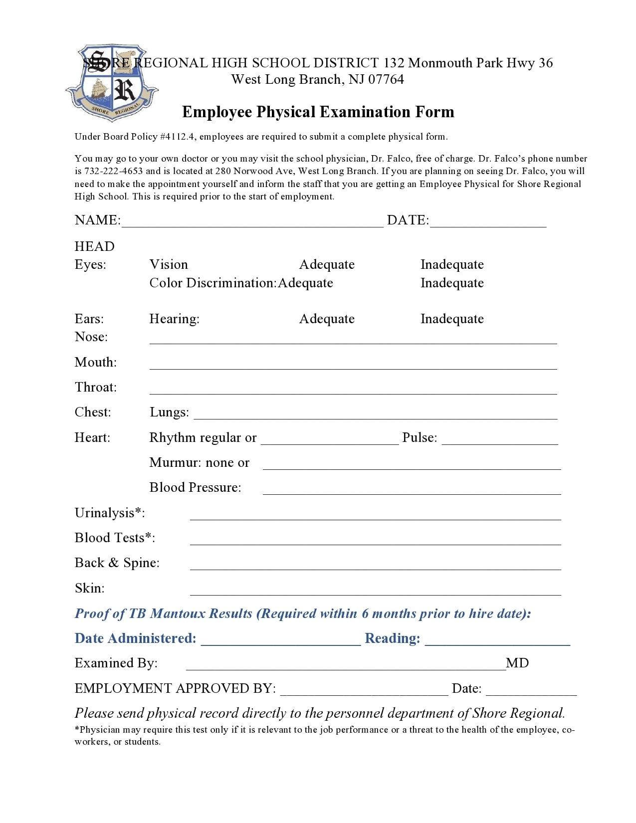 40 Printable Physical Forms For Work 100 Free TemplateArchive