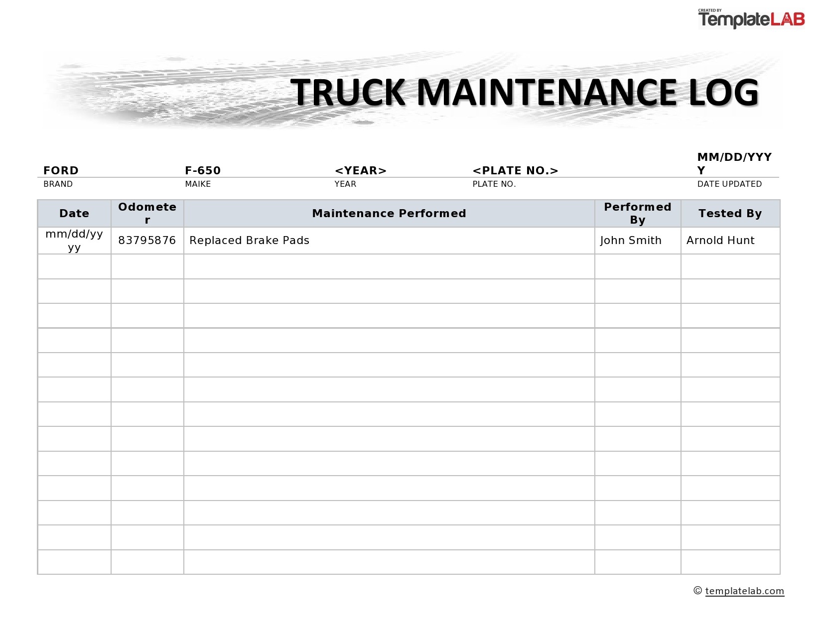 43 Printable Vehicle Maintenance Log Templates TemplateLab 43 Printable Vehicle Maintenance Log Templates TemplateLab