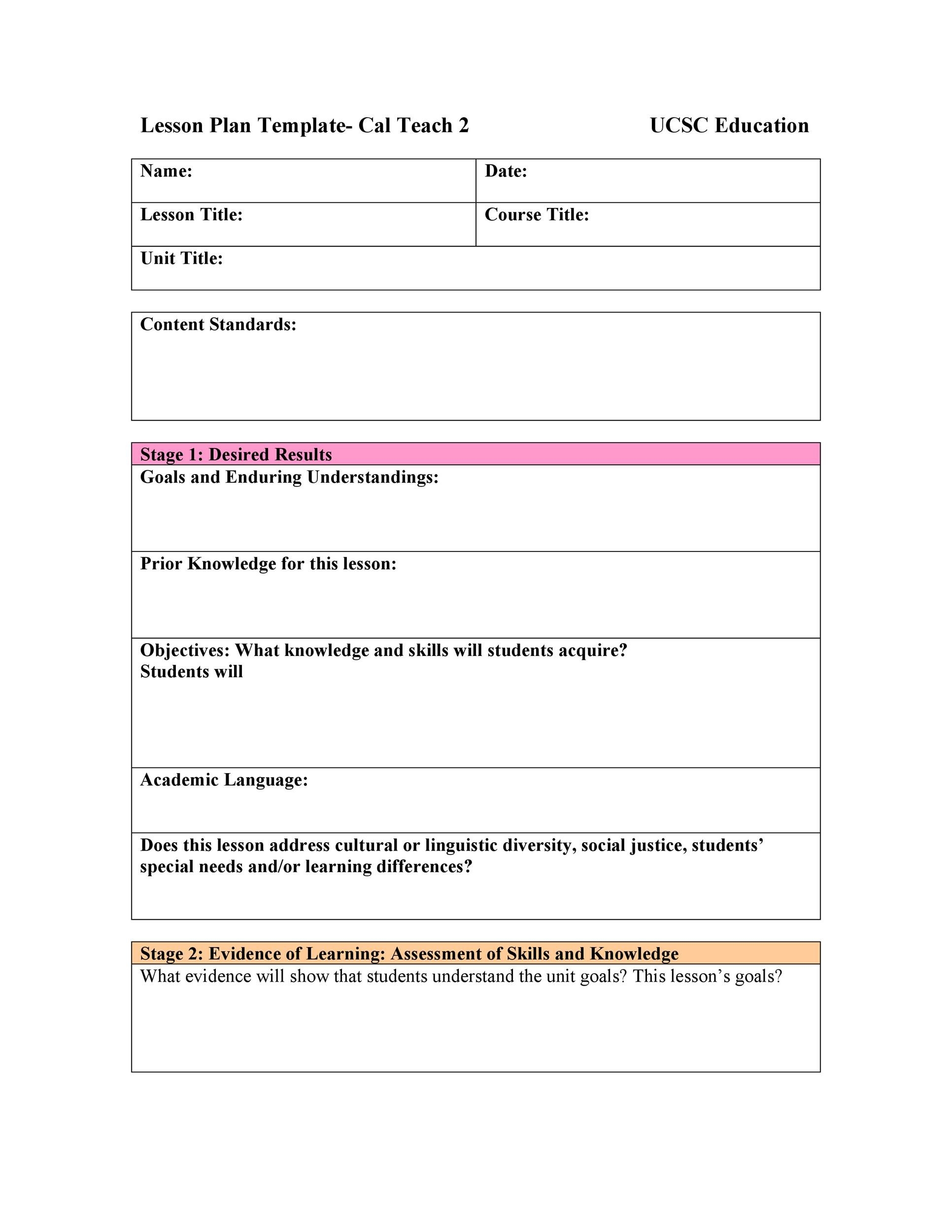 lesson plans special education printable template