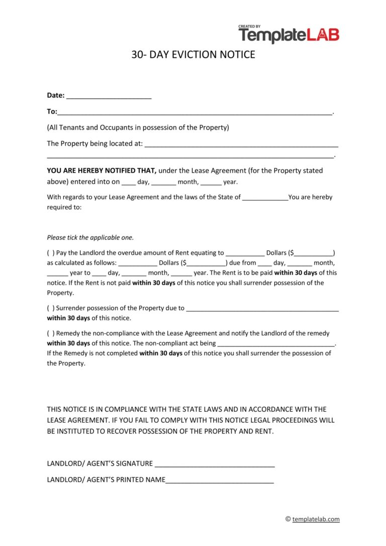 45 Free Eviction Notice Templates Word U0026 PDF TemplateLab