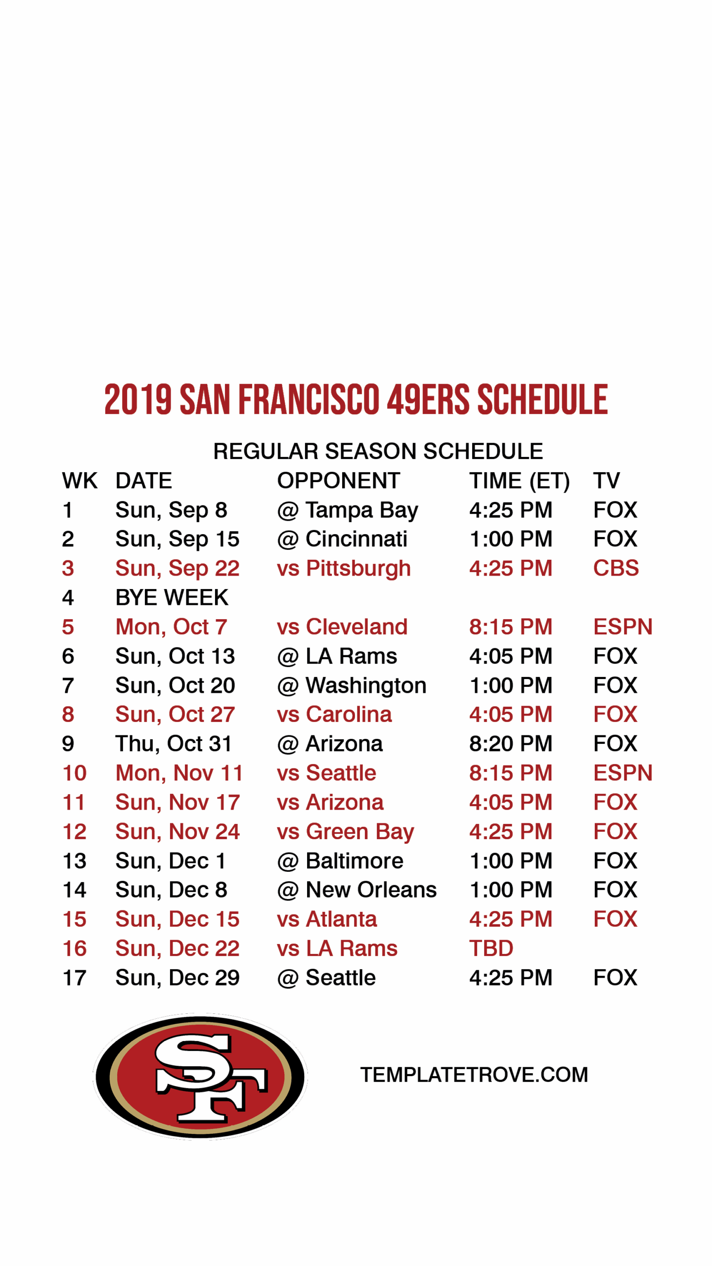 49ers Wall Decor San Francisco 49ers Schedule 2024 Image To U Nfl Posters For Boys Bedroom