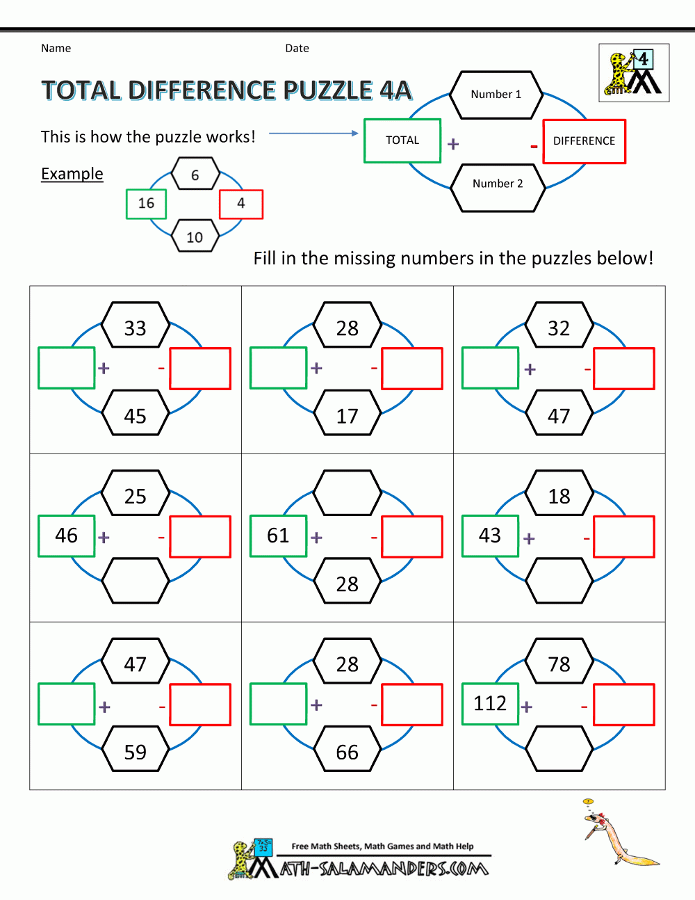 free printable math puzzles