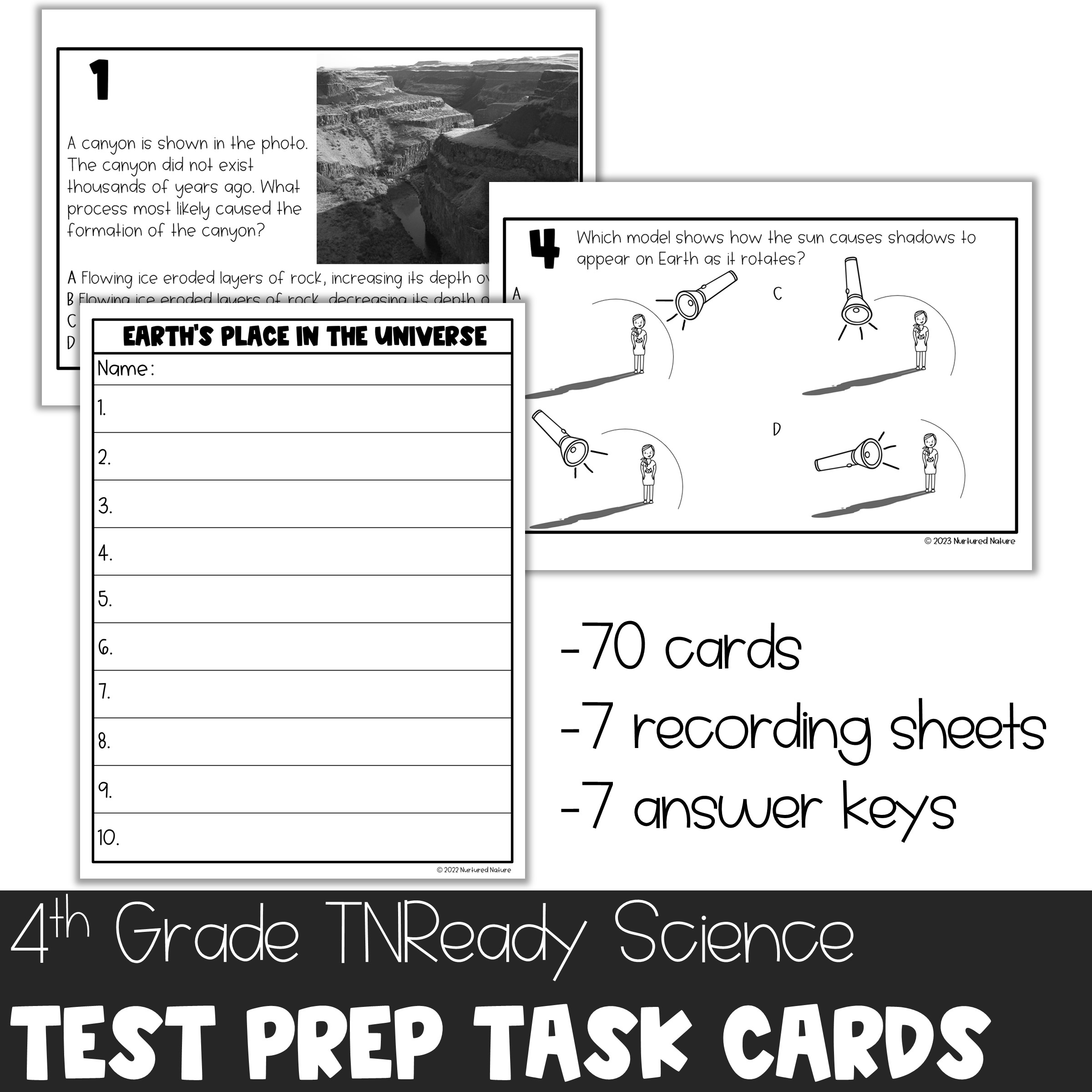 4th Grade Test Prep Task Cards Life Earth Physical Science 