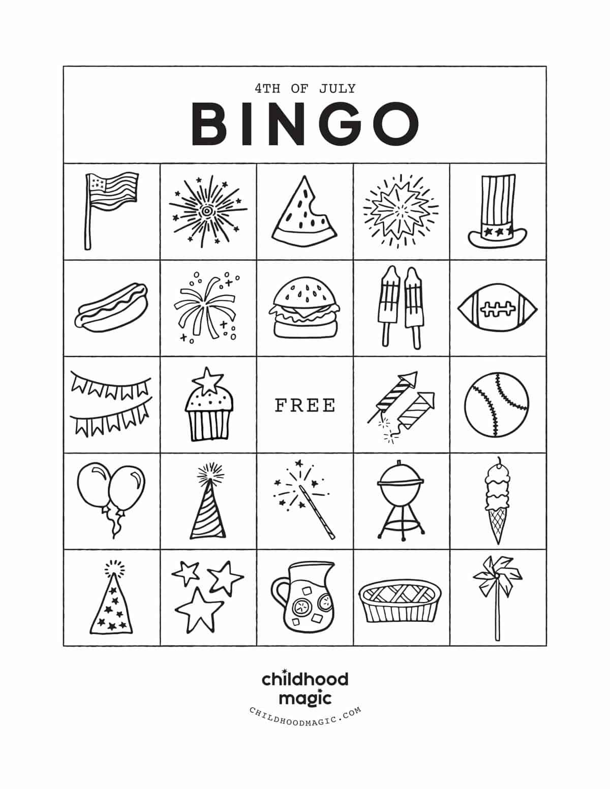 4th Of July Bingo Childhood Magic
