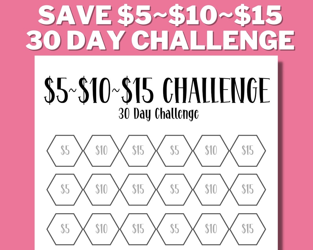 5 10 15 DOLLAR 30 DAY CHALLENGE Printable Rainy Day Fund 