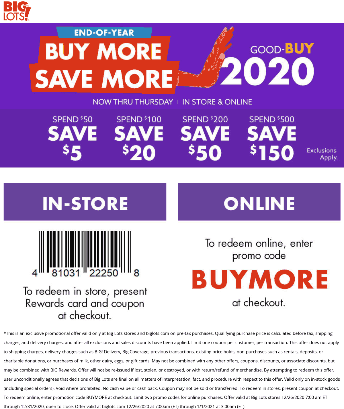  5 150 Off 50 At Big Lots Or Online Via Promo Code SAVEMORE Big Lots July 2025 Coupons Promo Codes U0026 Deals 