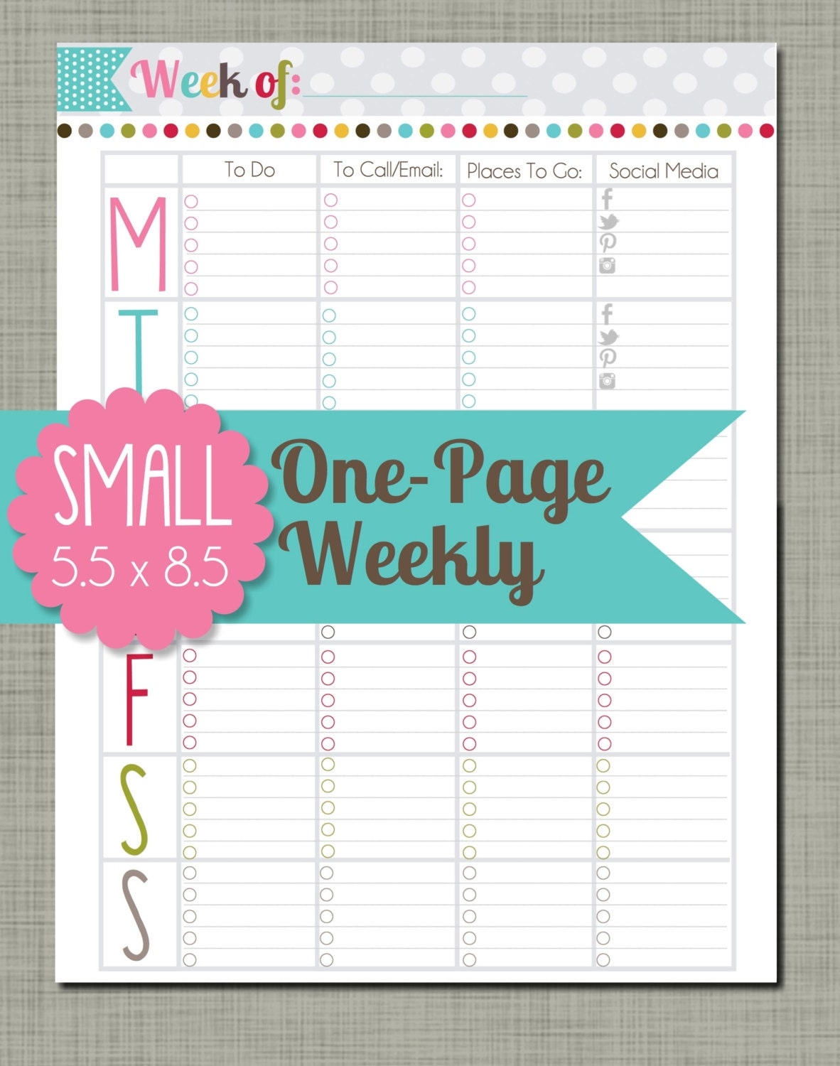 5 5 X 8 5 Planner Printables Etsy
