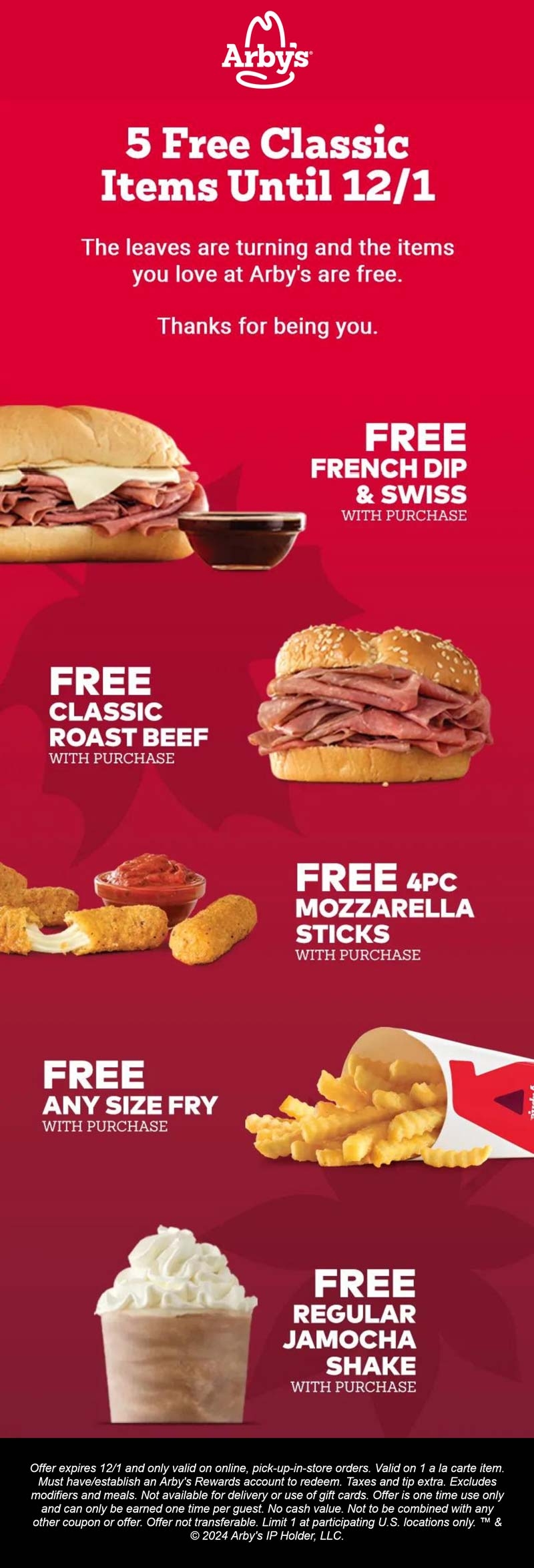 5 Free Items Via Login At Arbys Restaurants Arbys August 2025 Coupons Promo Codes U0026 Deals 