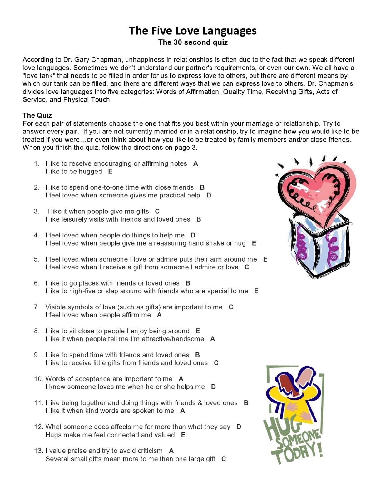 5 Love Languages Quiz Free Printable Printable Design Resources