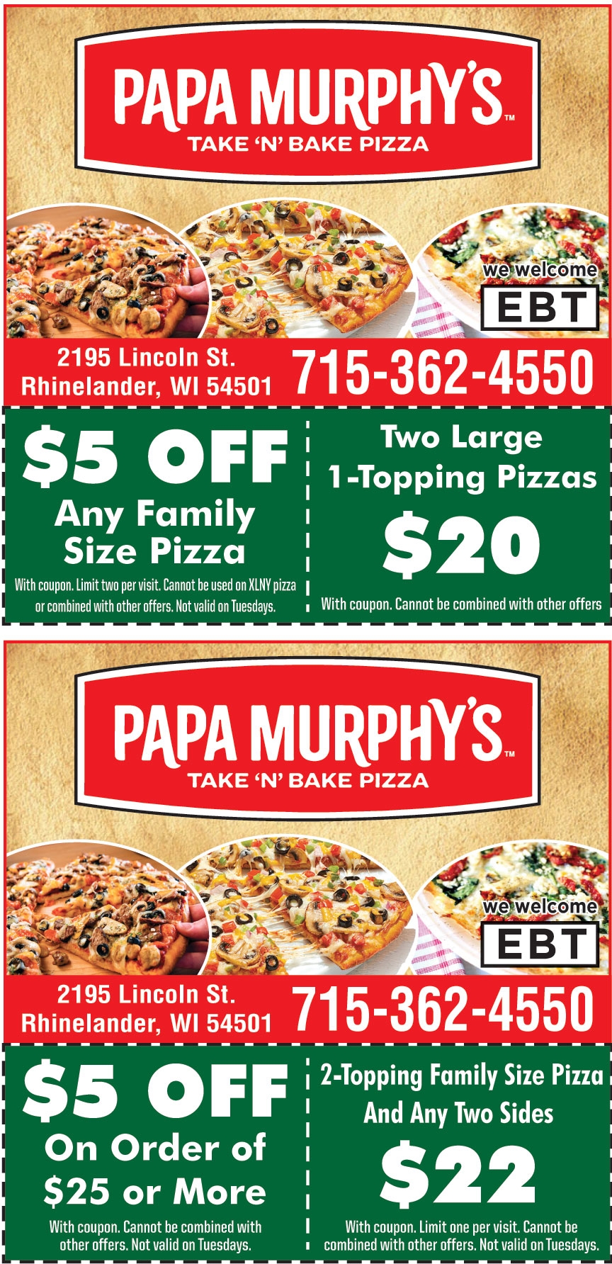  5 OFF ON ANY FAMILY SIZE PIZZA Online Printable Coupons USA 