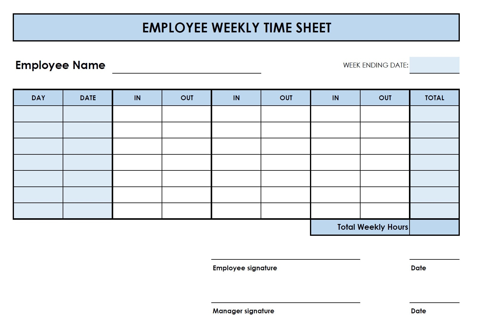 5 Printable PDF Weekly Timesheet Templates Printable Timesheet Worksheets Library