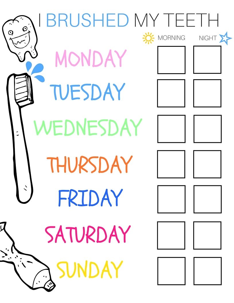 free printable tooth brushing chart