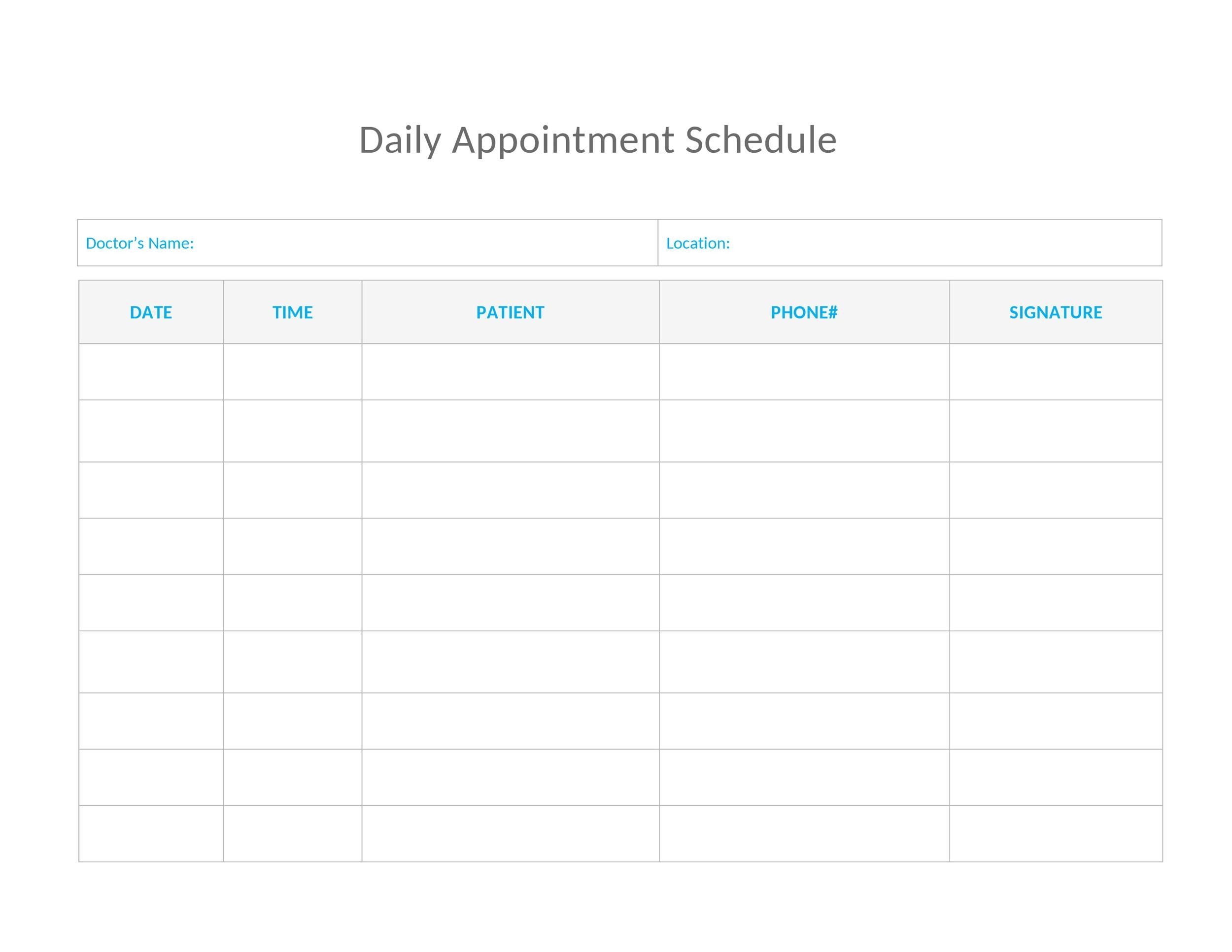 50 Printable Appointment Schedule Templates u0026 Appointment Calendars 