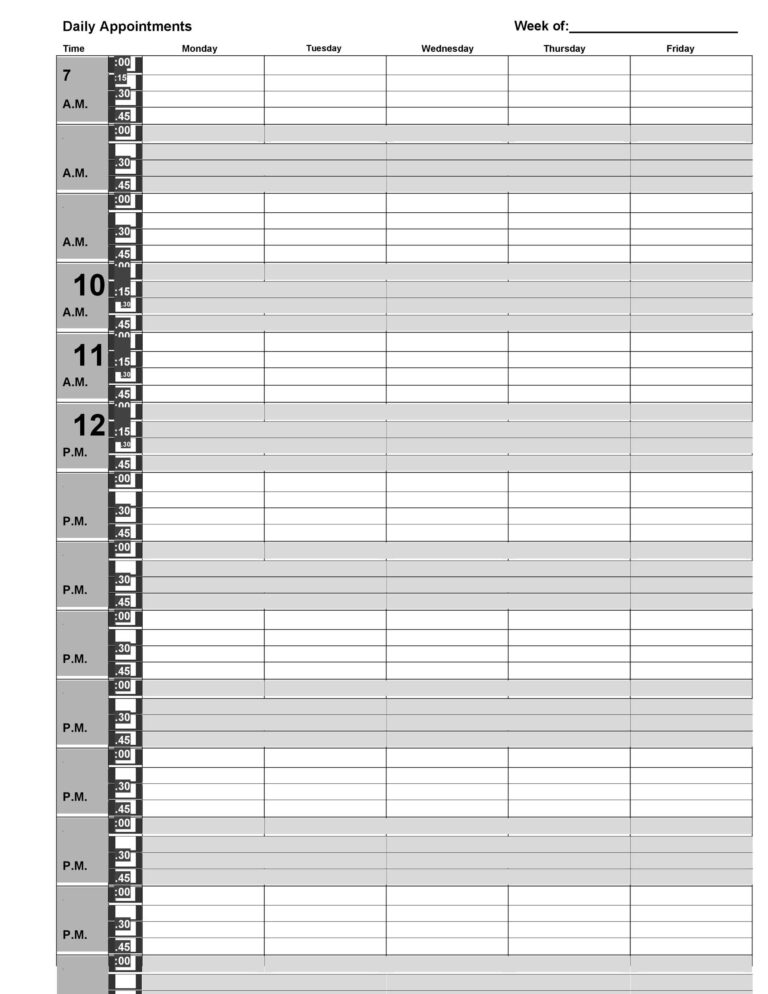 50 Printable Appointment Schedule Templates u0026 Appointment Calendars 