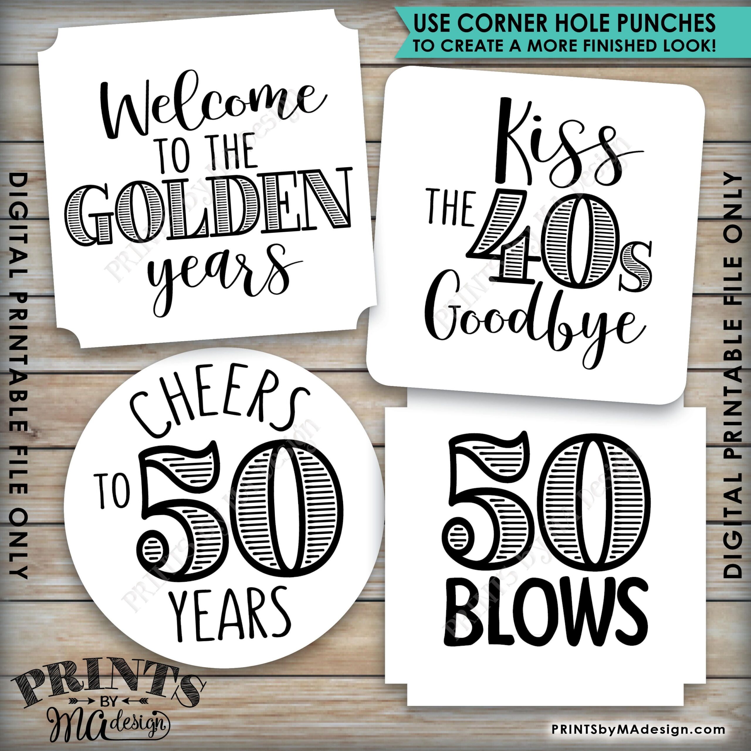 50th Birthday Party Candy Signs Candy Bar 50 Sucks Blows Rocks 
