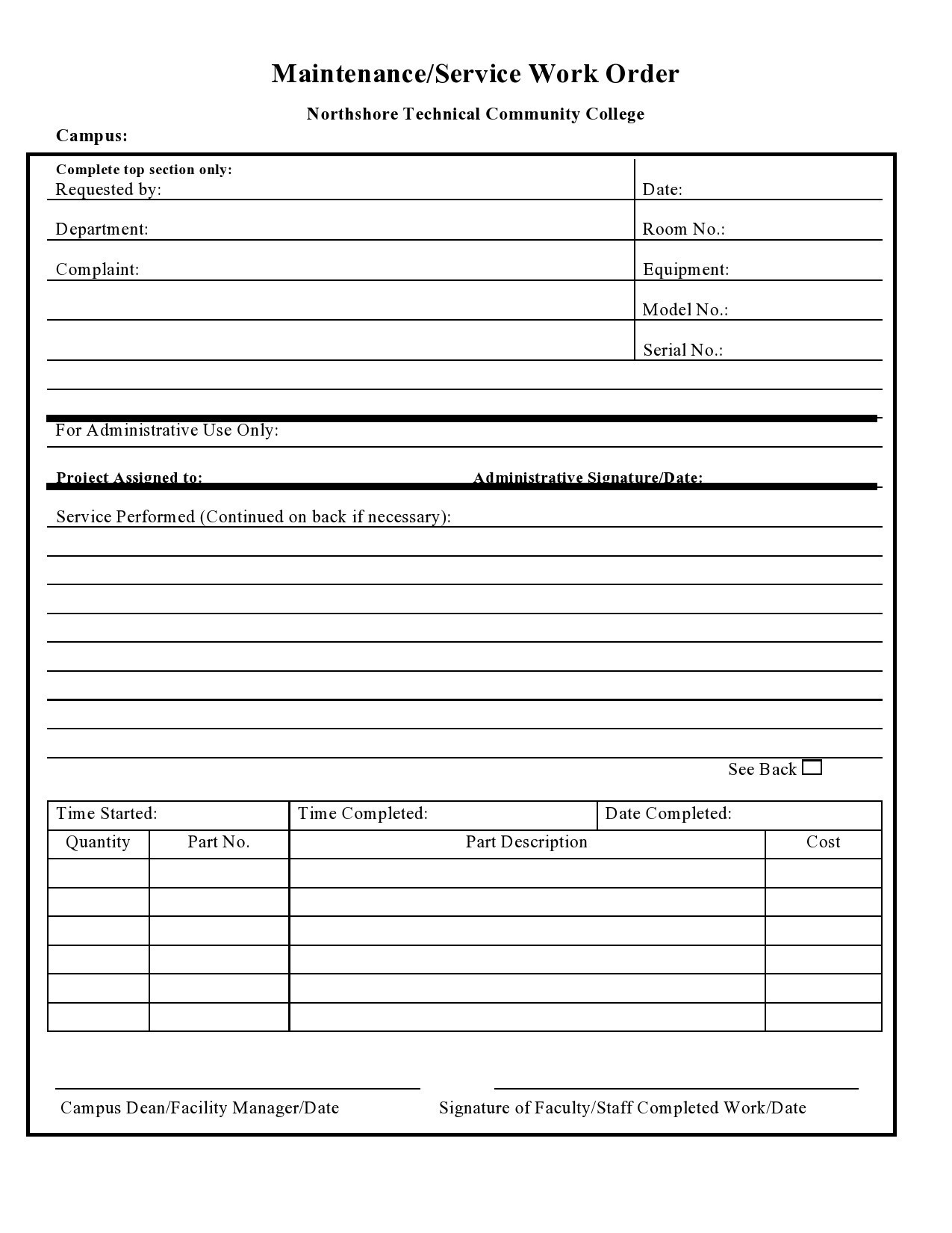 free printable work order forms free printable work order forms