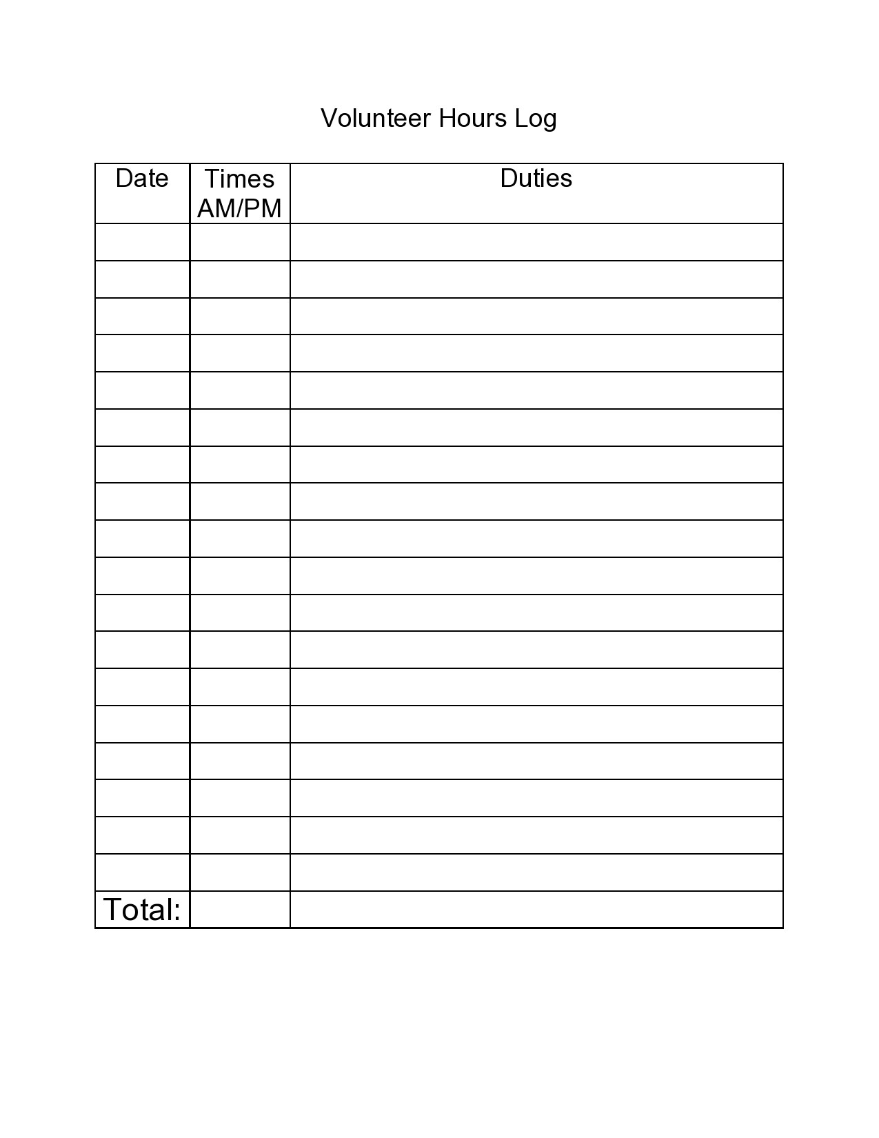 56 Blank Volunteer Hours Log Templates Excel U0026 Word 