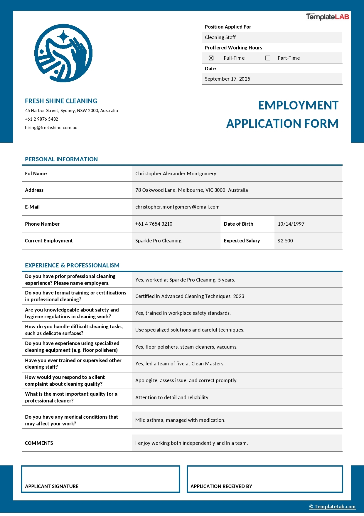 56 Free Employment U0026 Job Application Form Templates Printable TemplateLab