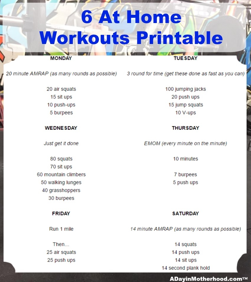 6 At Home Workouts Printable easbrand PowerinProtein collectivebias Walmart A Day In Motherhood