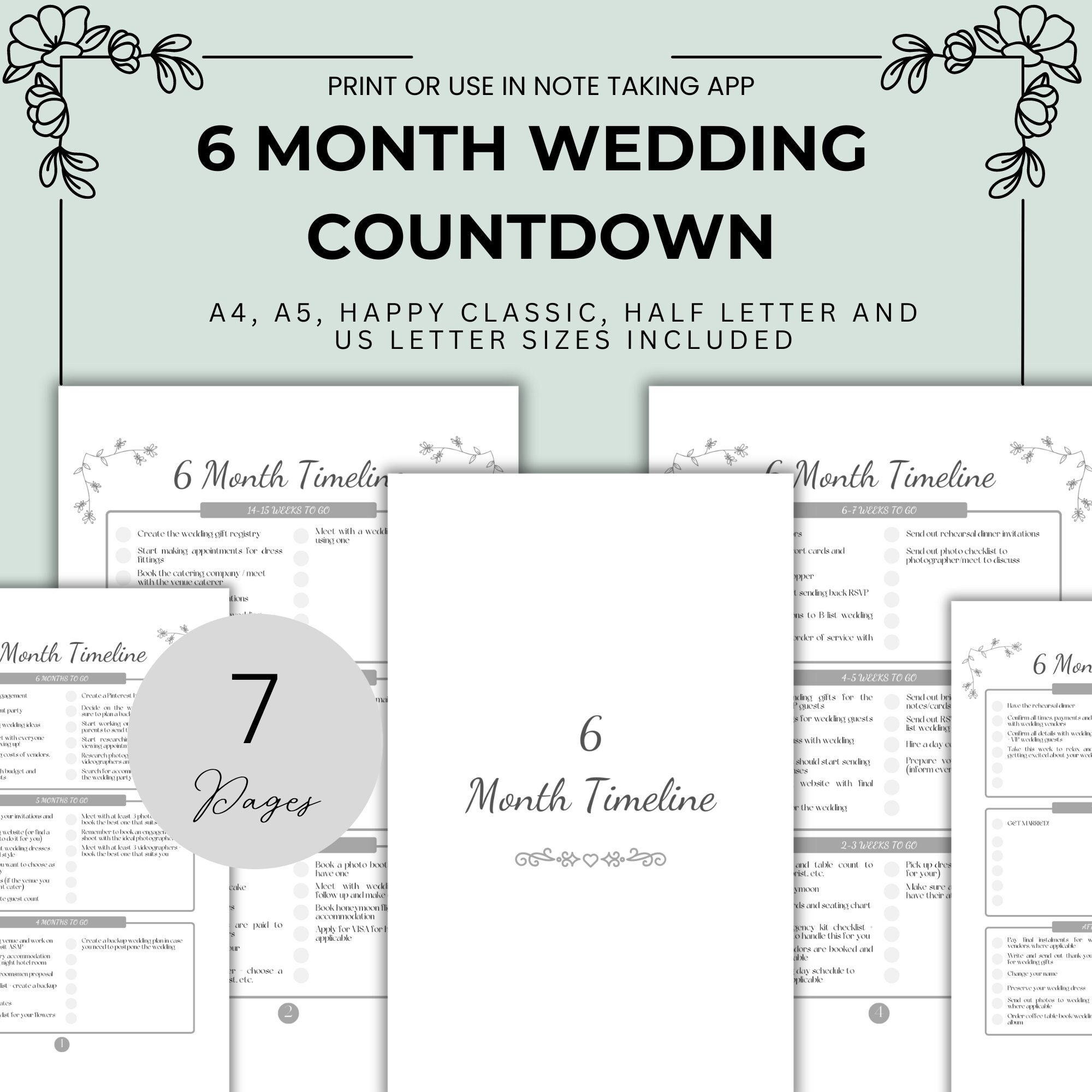 6 Month Wedding Planning Checklist Printable Six Month Wedding 