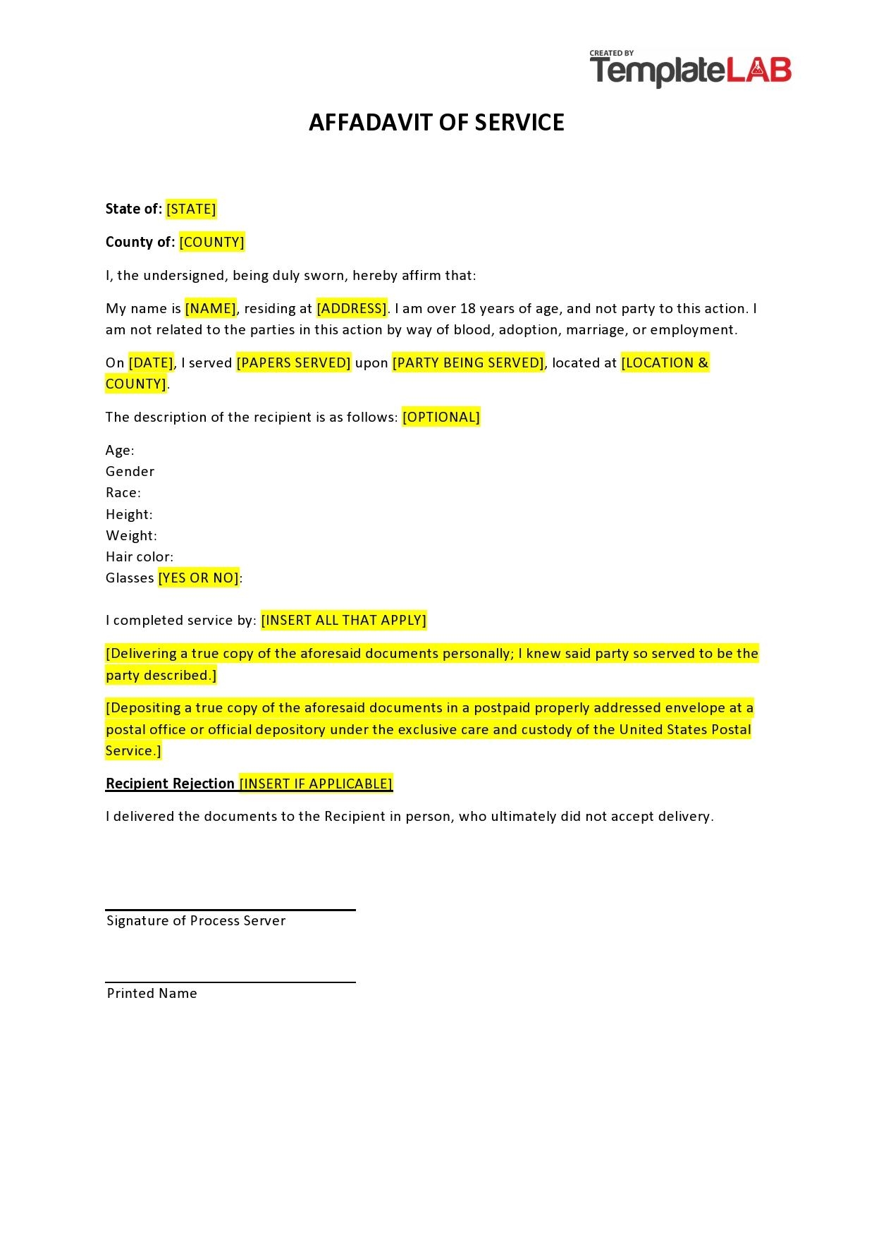 free printable blank affidavit form