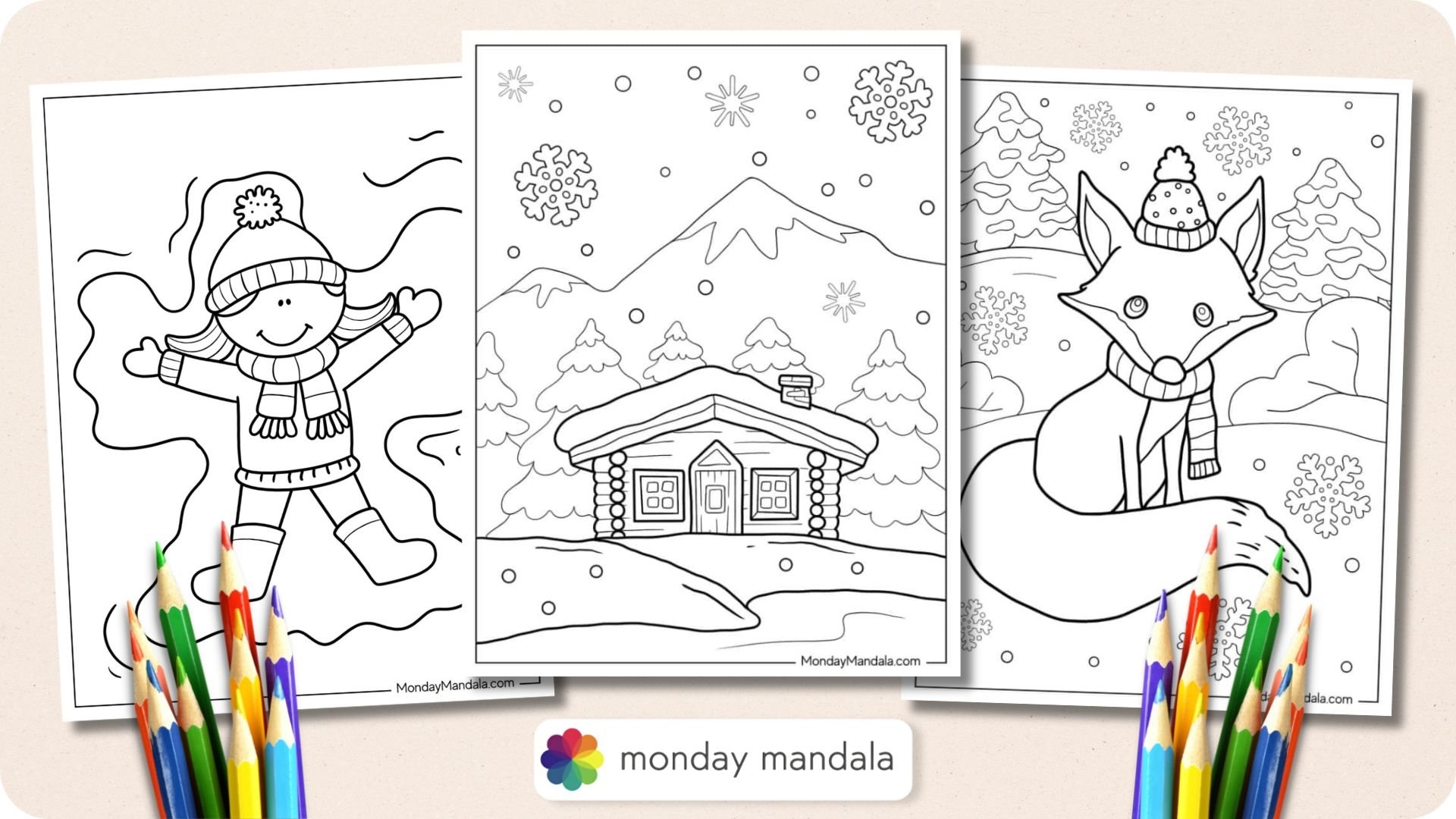 winter holiday coloring pages printable