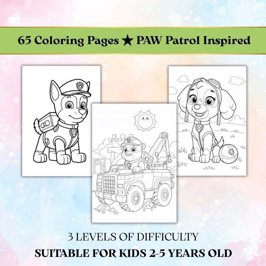 65 PAW Patrol Inspired Coloring Pages Seasonal Holiday Activities 