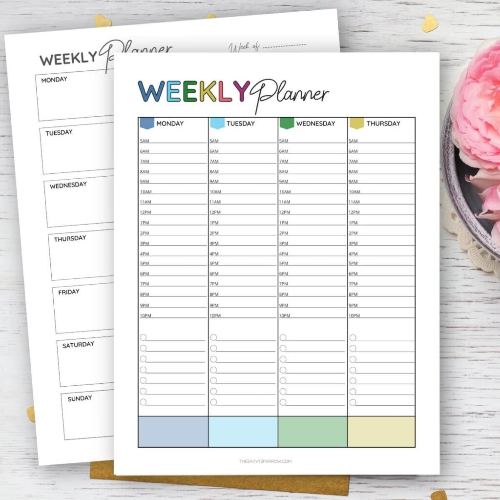 free printable weekly schedule