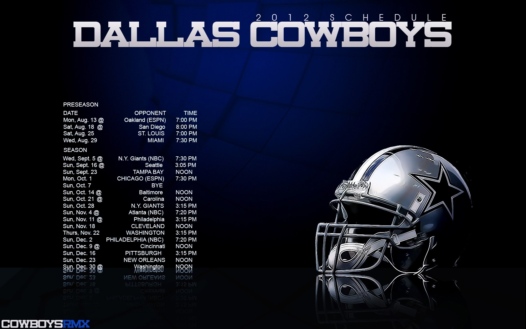 dallas cowboys preseason schedule printable
