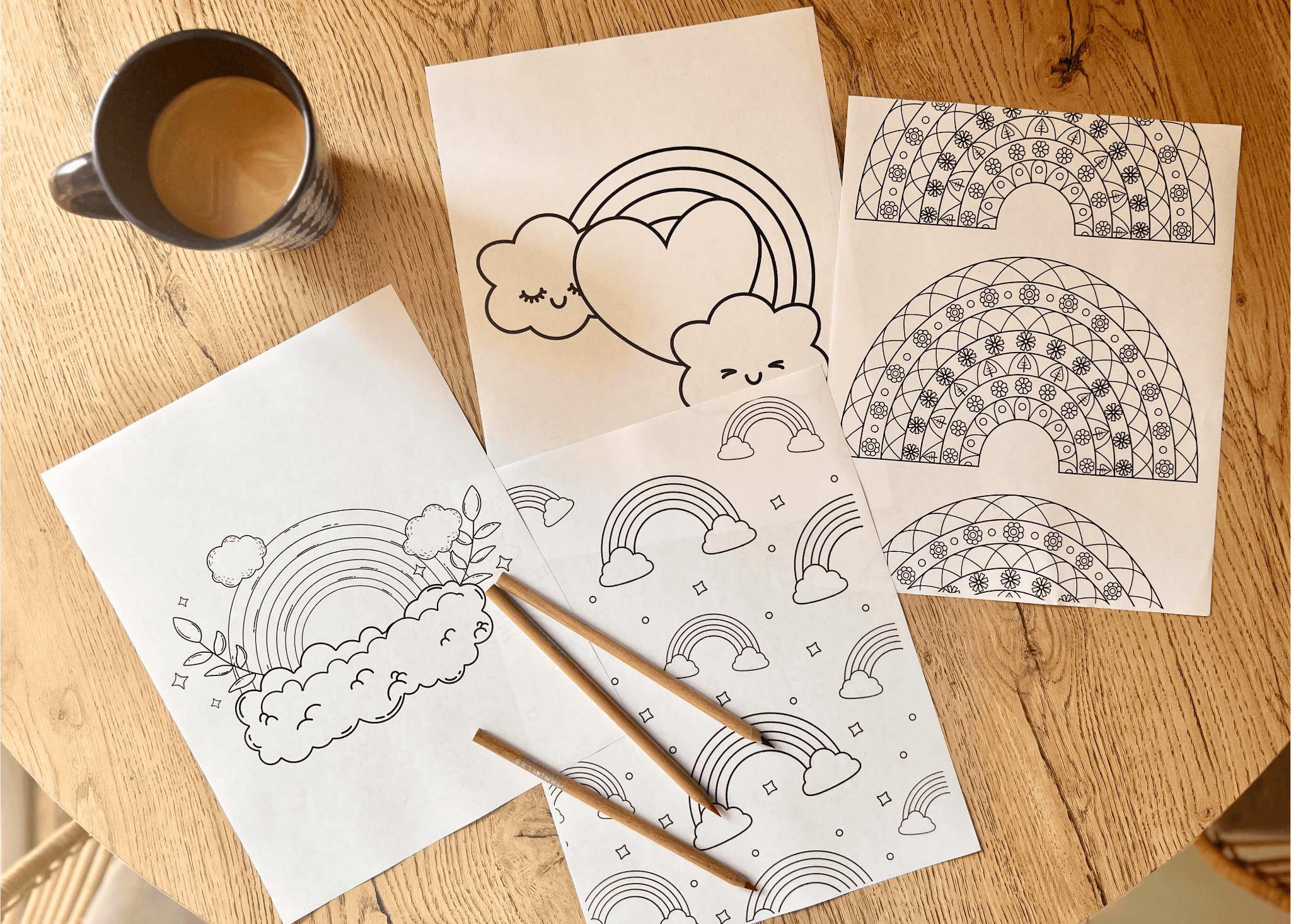 rainbow coloring page printable