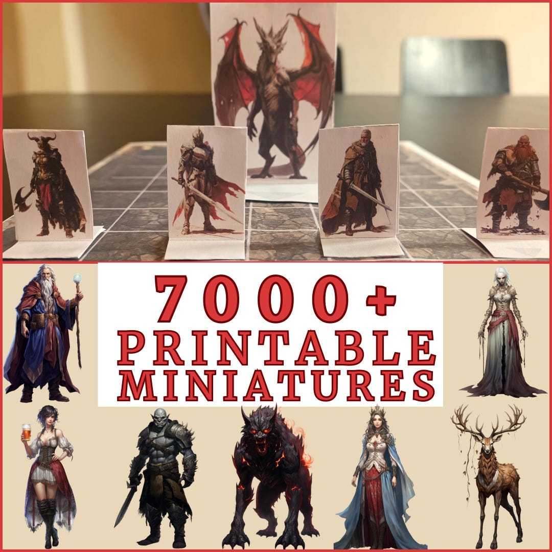 7000 Printable RPG Miniatures Tabletop Paper Figures digital Download Etsy