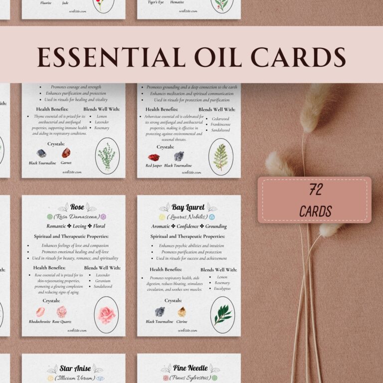 72 Essential Oil Cards Printable Essential Oils aromatherapy Guide Essential Oil Blends Crystal Herb Cards Instant Download Etsy