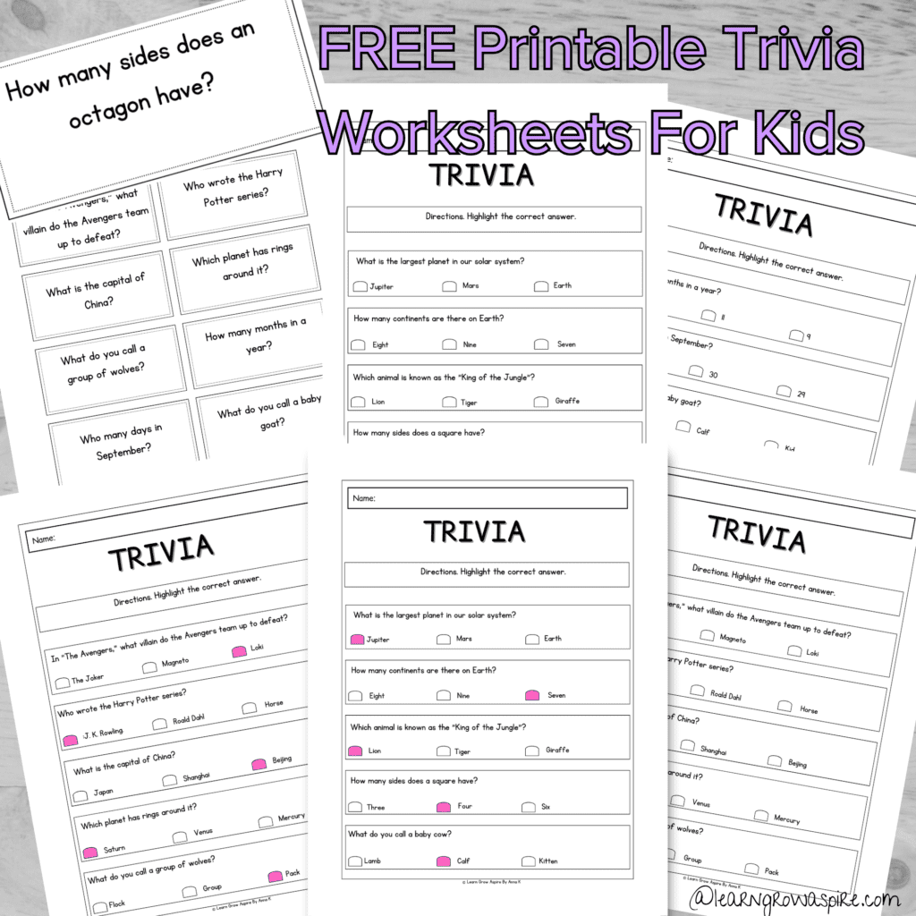 fun printables quizzes for kids