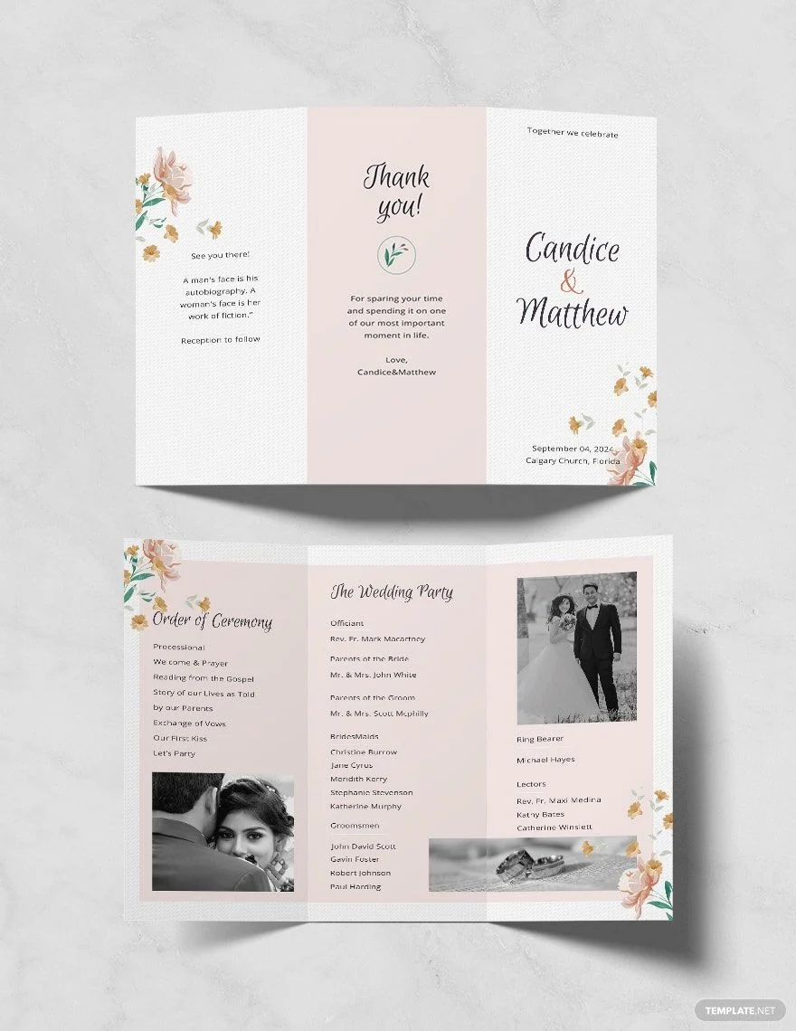 free printable wedding program templates word