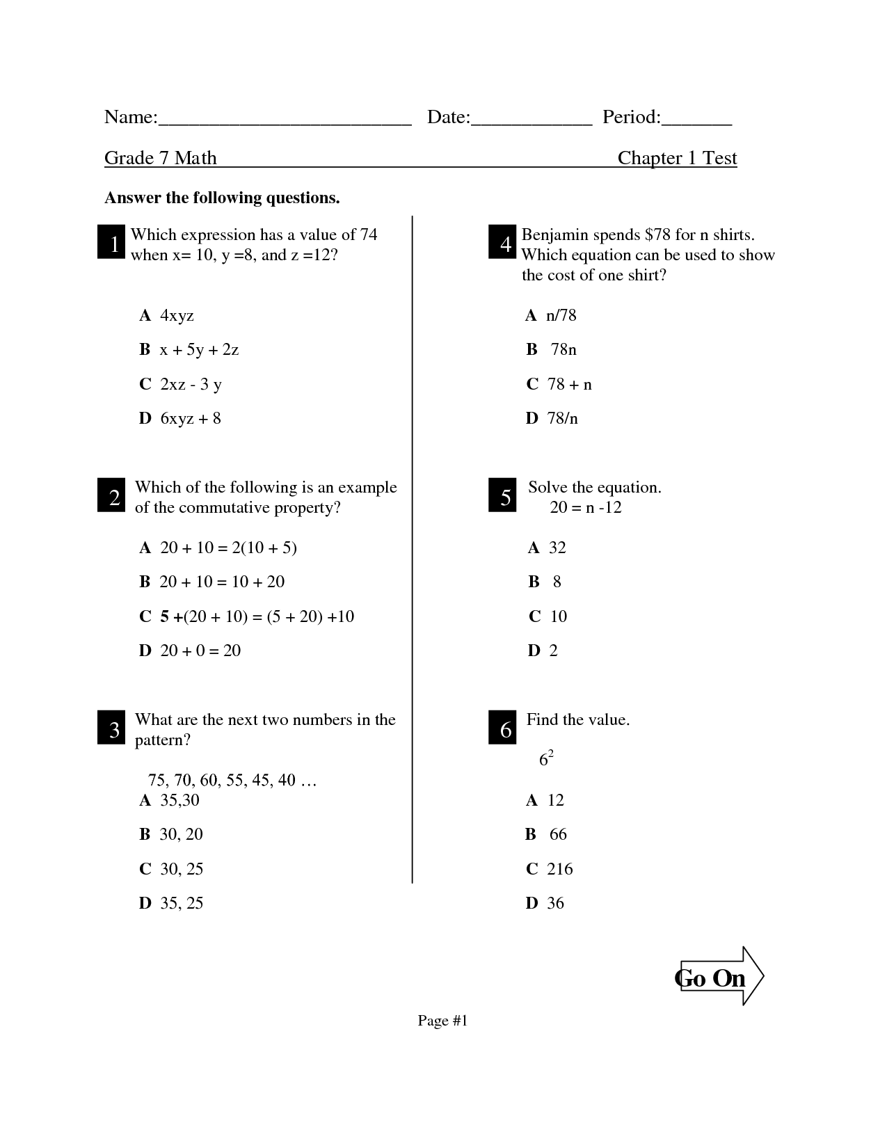 7Th Grade Math Standards Tn Worksheets Library