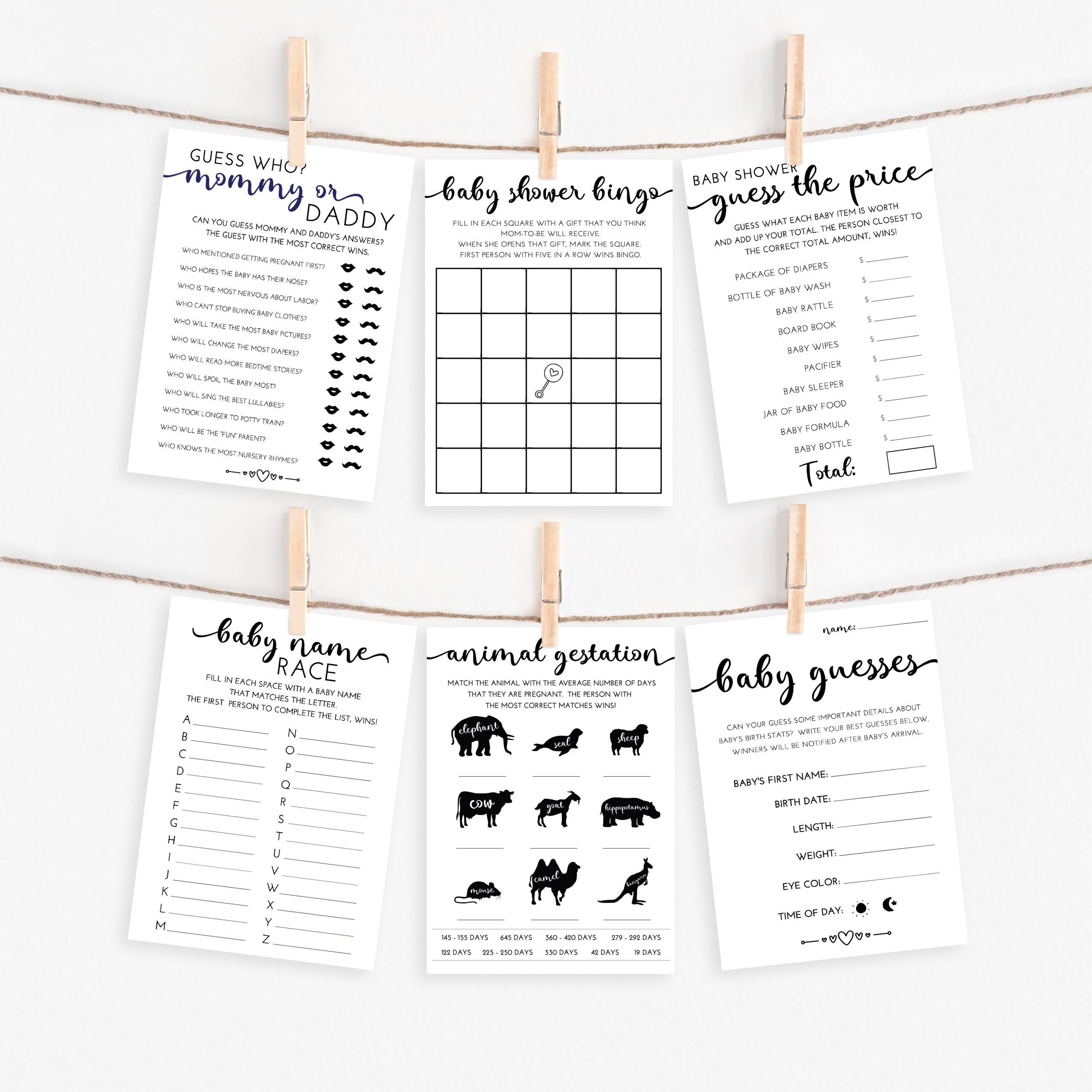 free baby shower games printables
