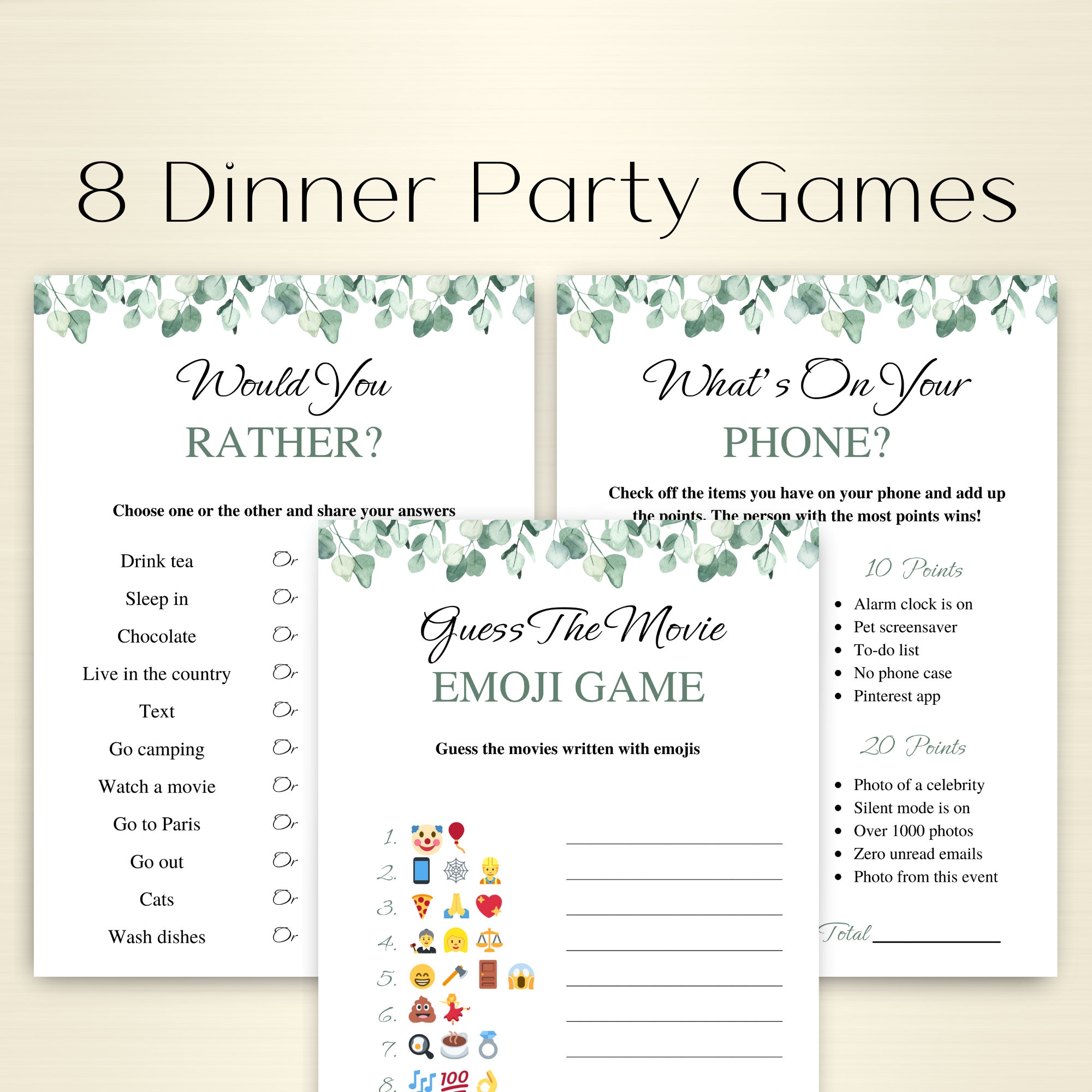 8 Printable Dinner Party Games Dinner Table Party Games 