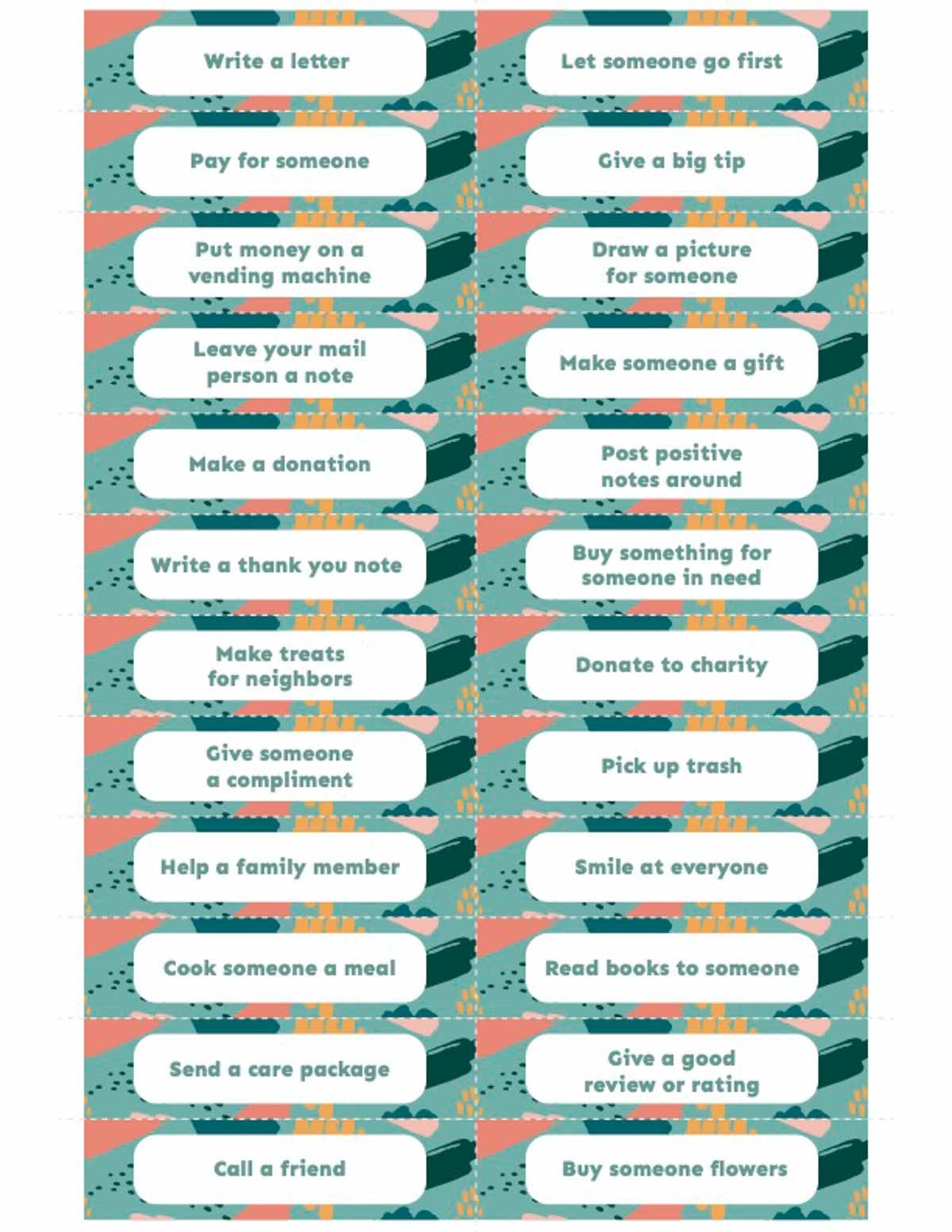 80 Random Acts Of Kindness Ideas U0026 Free Printable Cards Play Party Plan