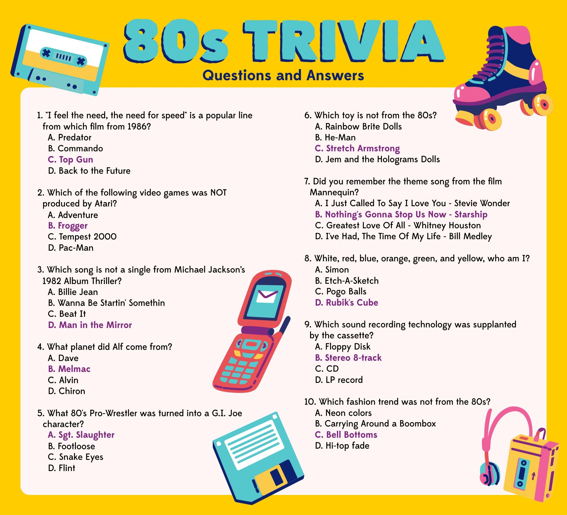 80s Movie Trivia 10 Free PDF Printables Printablee
