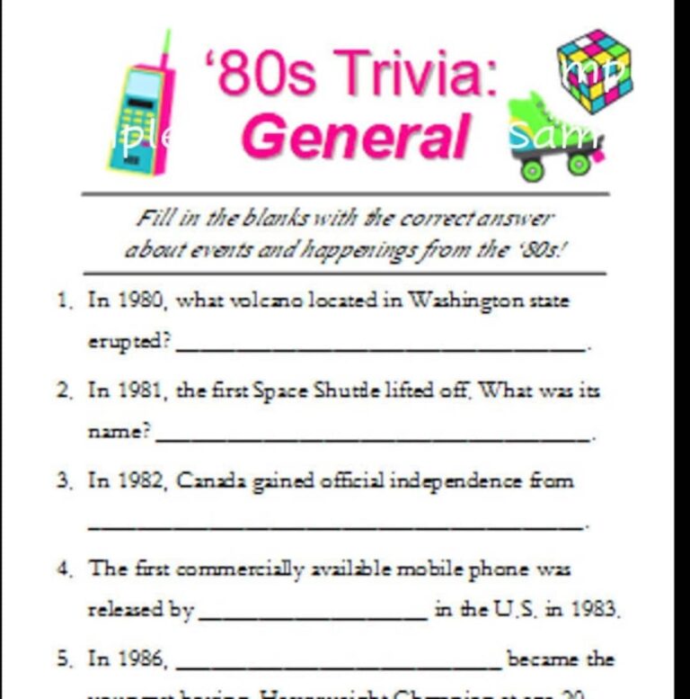80s Trivia Pack Printable Trivia 1980 s Game Includes Answers Etsy