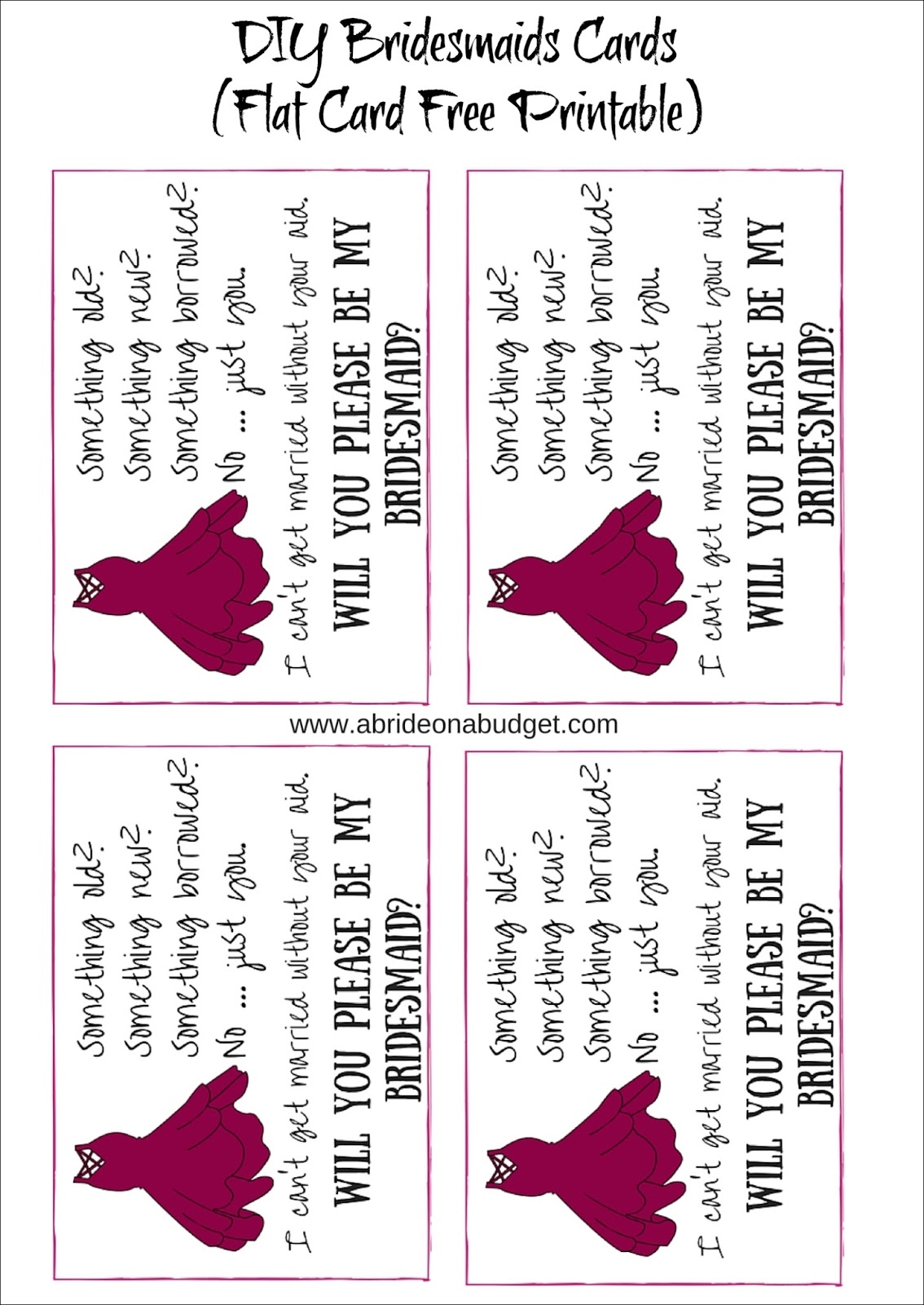 free printable bridesmaid proposal