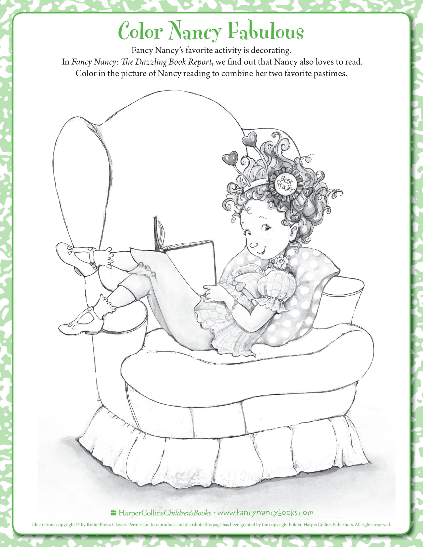 fancy nancy coloring pages printable