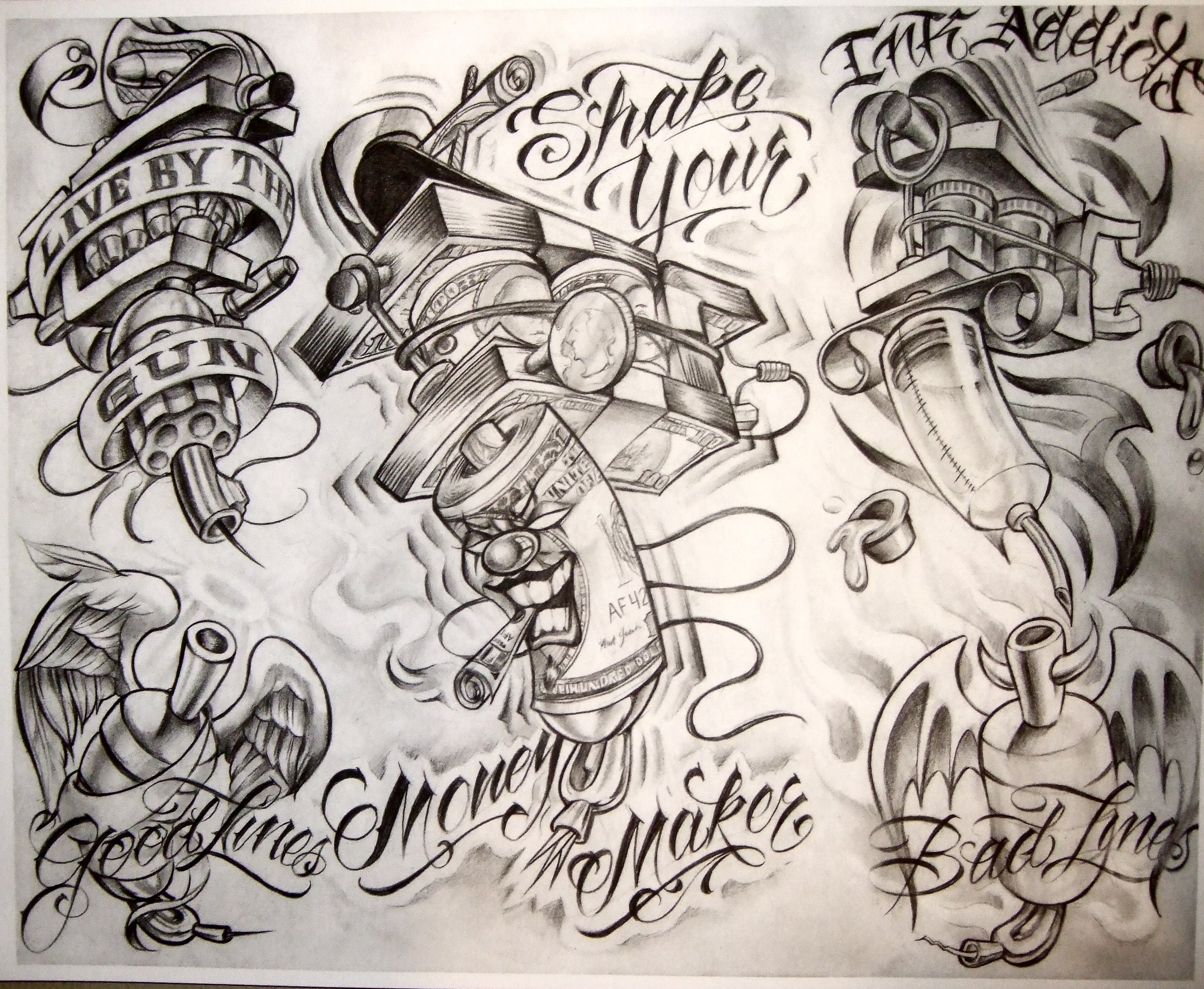 A Tattoo Flash Sheet By Boog Hardlines Tattoo Worksheets Library