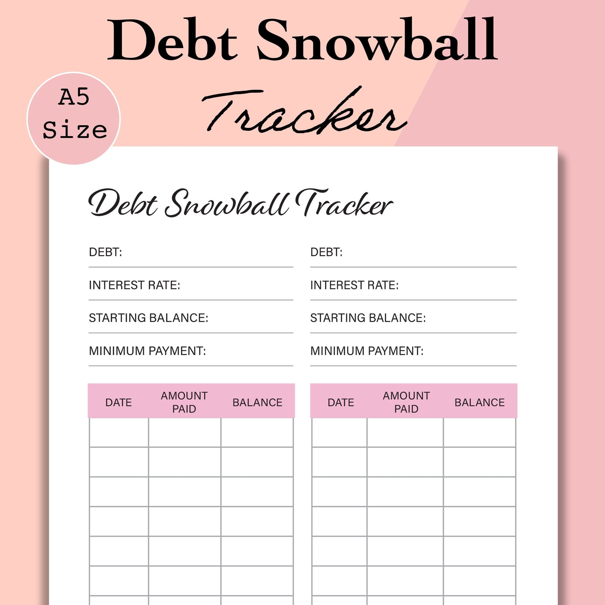 free printable debt free charts