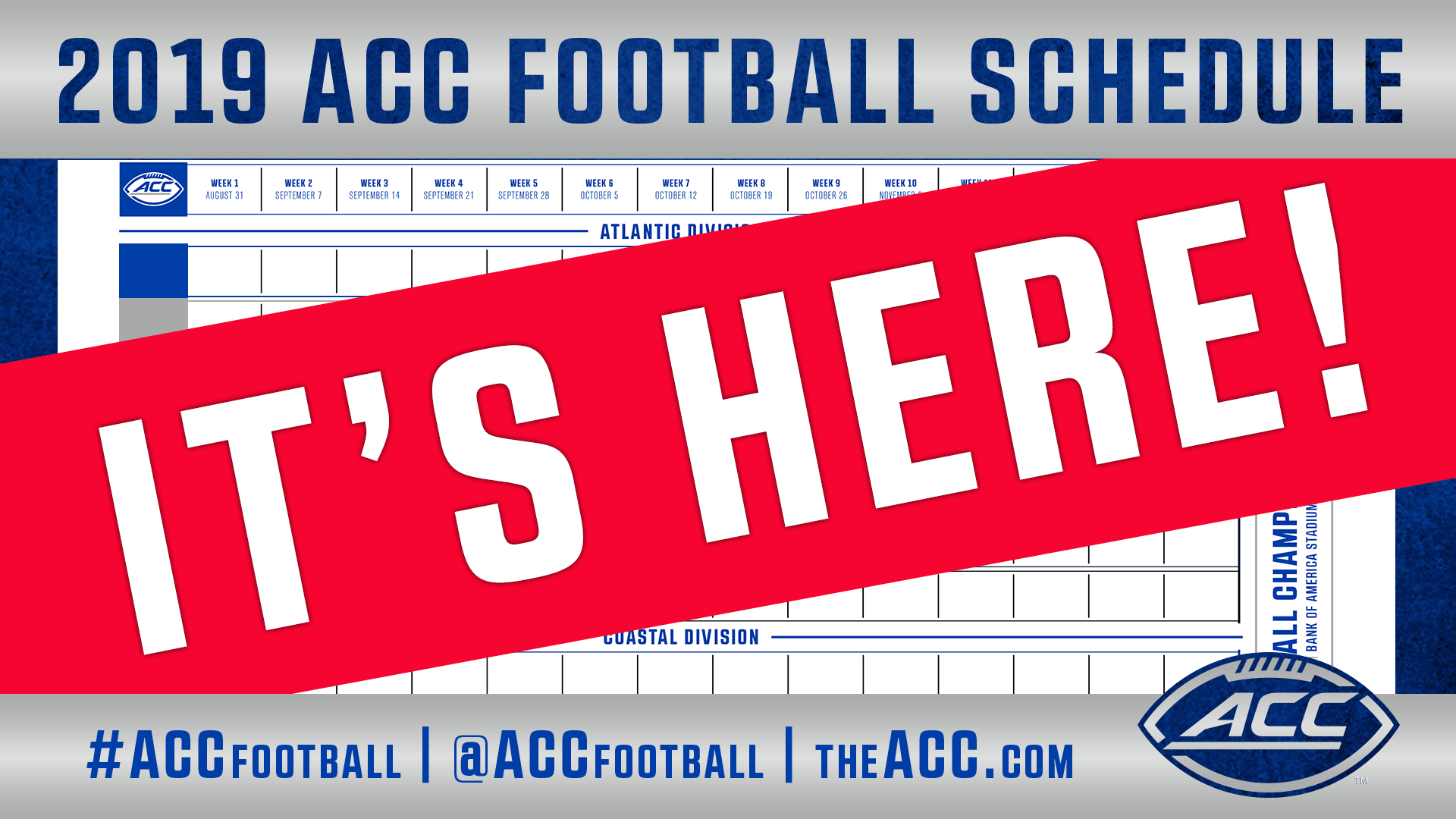 ACC Announces 2019 Football Schedule Atlantic Coast Conference
